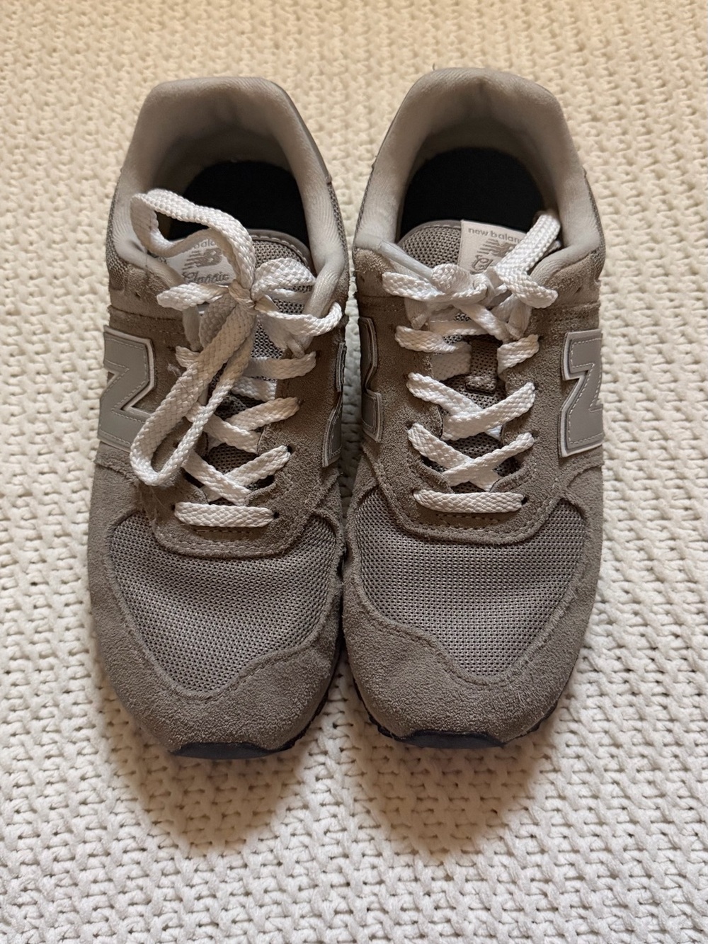 New Balance Kids Gray Suede & Mesh Sneakers with White Laces